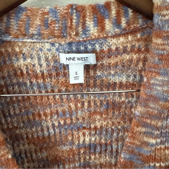 NINE WEST Oversized Wrap Sweater Small Belted Knit Coastal Boho Chic Eclectic - Picture 11 of 16